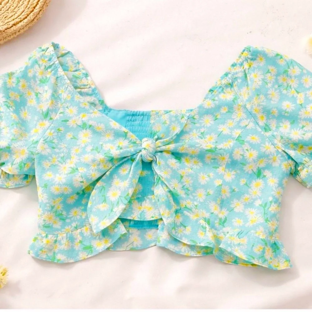BCBGeneration Light Blue Floral Blouse - Picture 2 of 2